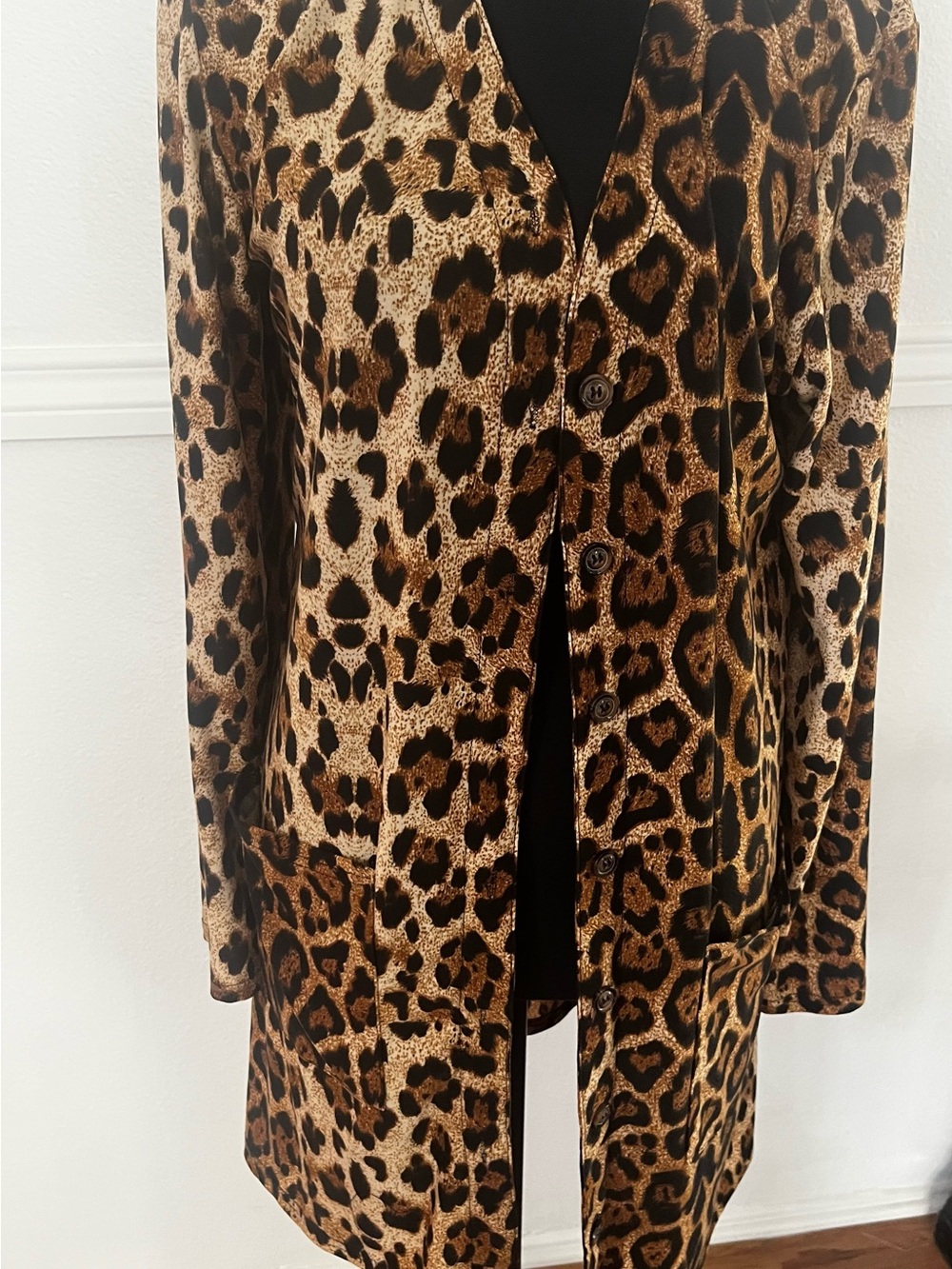 Leopard Print Longline Coatigan in Brown